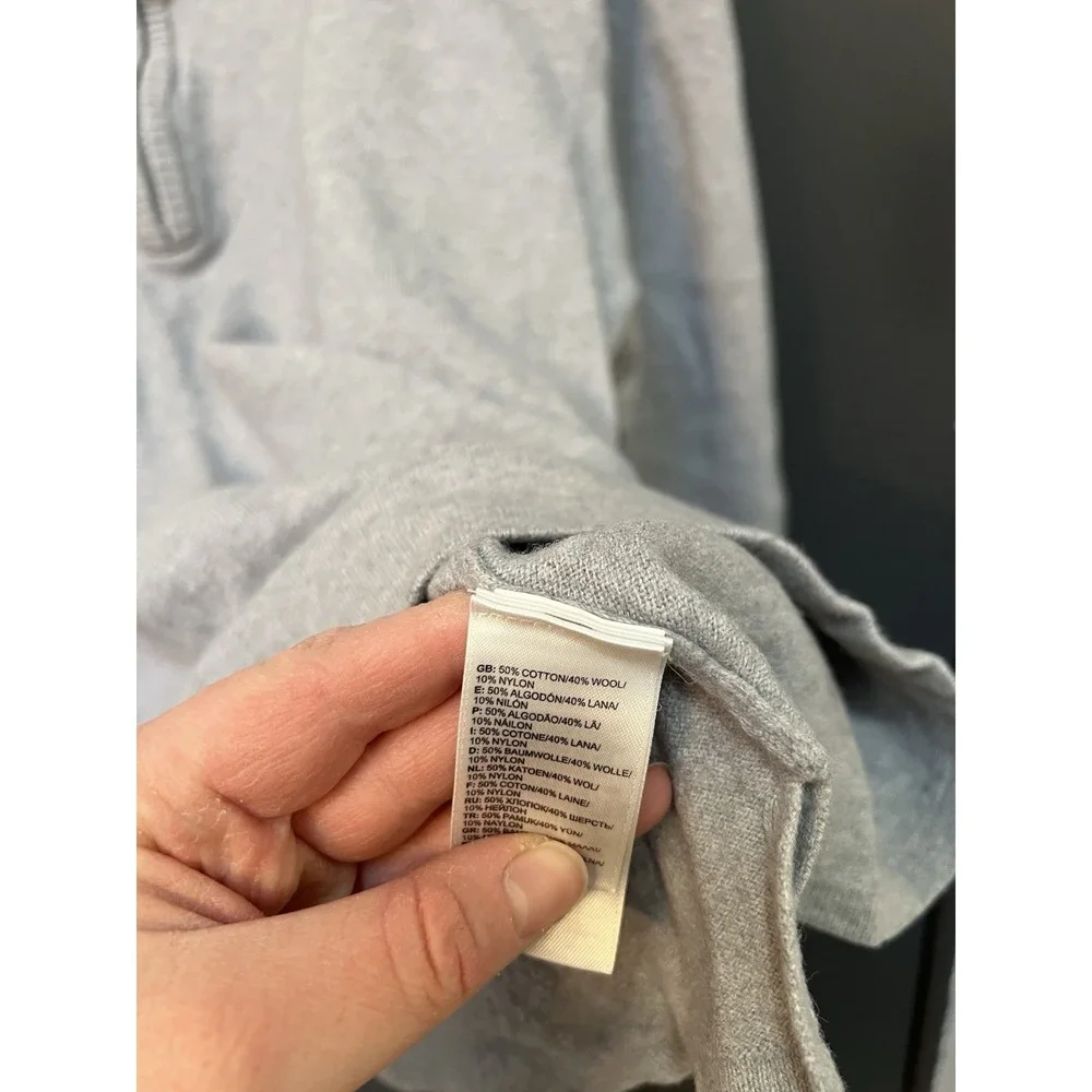 The North Face Men's XL Quarter Zip Pullover Sweater Gray Cotton Wool Blend